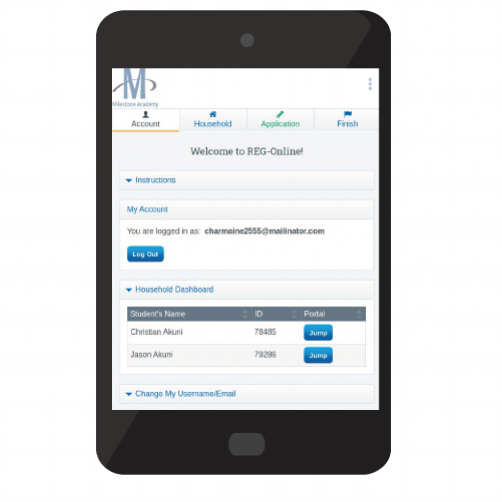 student registration system form