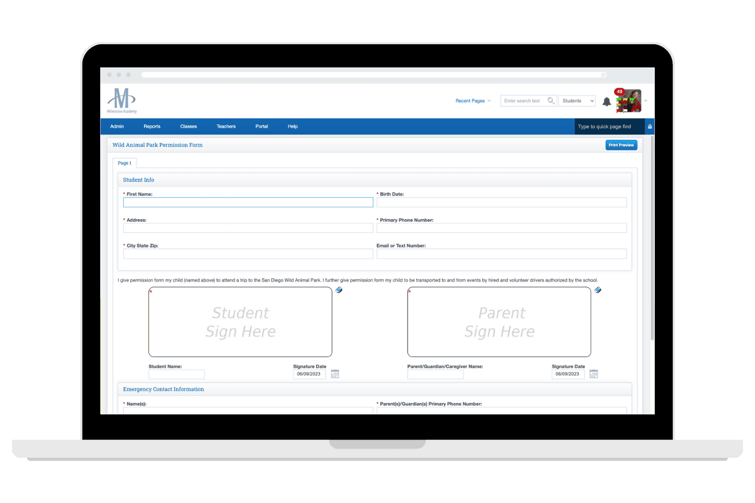 form creation mockup