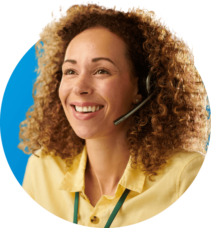 smiling customer service agent