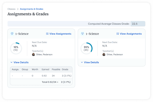 Parent Portal Interface